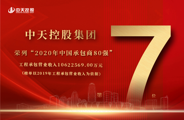 中天控股集團(tuán)榮列“2020年中國(guó)承包商80強(qiáng)”第七位！