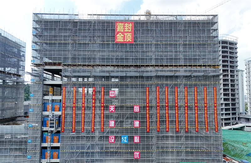 2024年7月5日，江蘇公司矽力微中國區(qū)總部項目1-2#樓順利封頂。