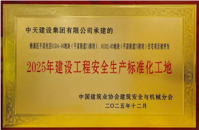 中天控股集團(tuán)承建9個(gè)項(xiàng)目列為2025年建設(shè)工程安全生產(chǎn)標(biāo)準(zhǔn)化工地學(xué)習(xí)交流項(xiàng)目獎項(xiàng)